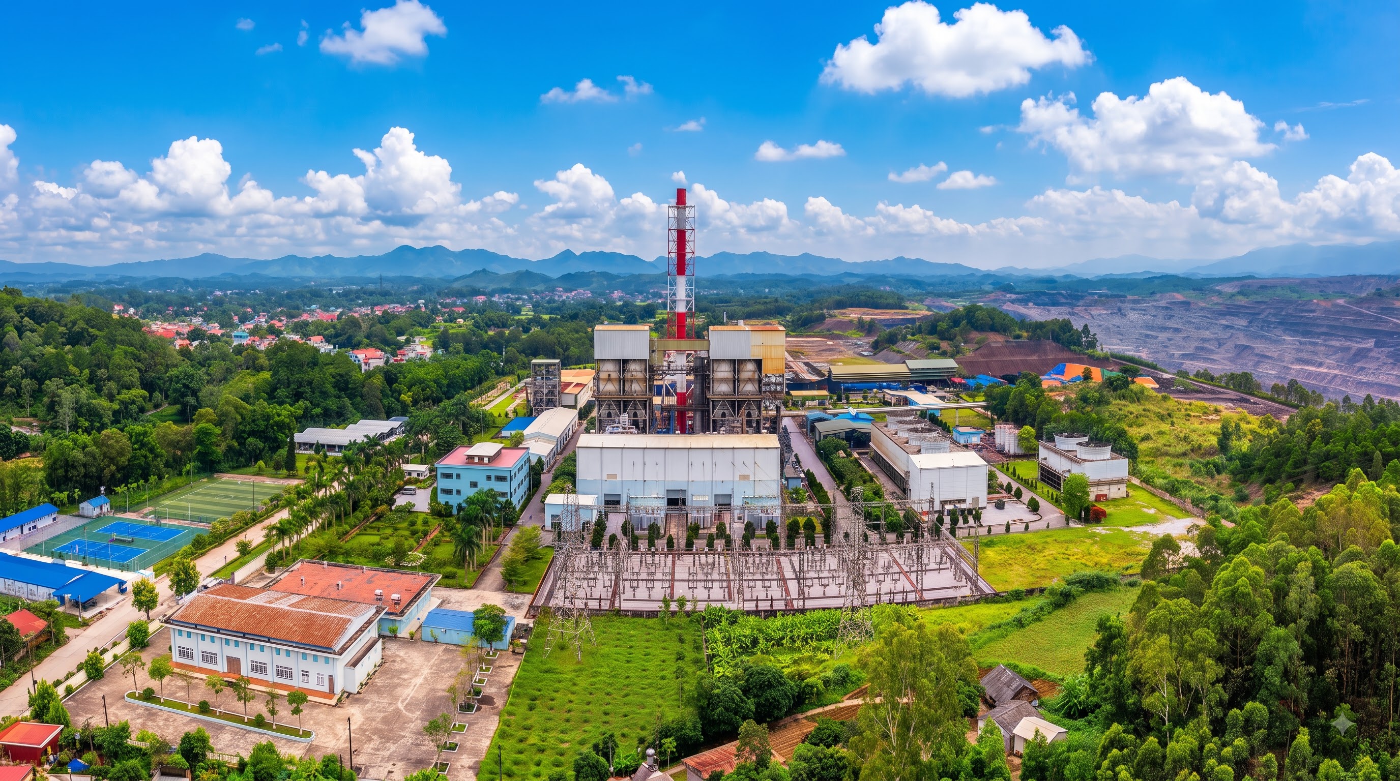 Nhà máy Nhiệt điện Na Dương trong ánh sáng ban mai